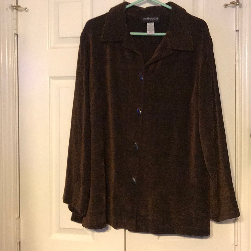 Sag Habor Shirt Blouse Brown Size 18W